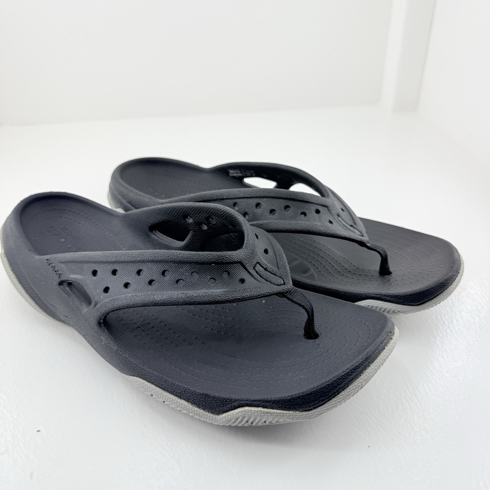 Crocs Swiftwater Men's 9 Black Gray Flip Flops Comfort Sandals 204961